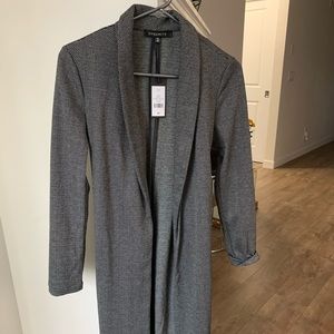 Dynamite - long black and white coat with belt